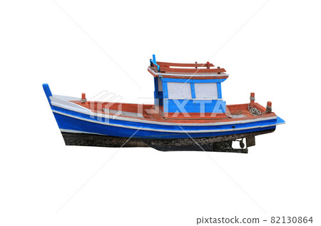 Old Small Fishing Boats isolated on white background. 82130864