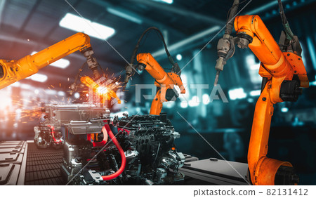 Mechanized industry robot arm for assembly in factory production line 82131412