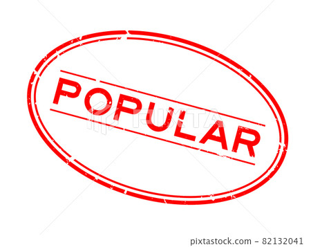 Grunge red popular word oval rubber seal stamp on white background 82132041