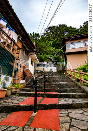 Scenery of Habuminato, a quaint port town in Oshima Town, Tokyo, on Izu Oshima 82133027