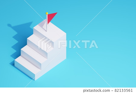 3D材質_簡單的樓梯和旗幟 82133561