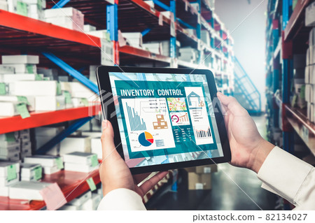 Warehouse management innovative software in computer for real time monitoring 82134027