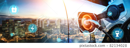 EV charging station for electric car in concept of alternative green energy EV charging station for electric car in concept of alternative green energy 82134028