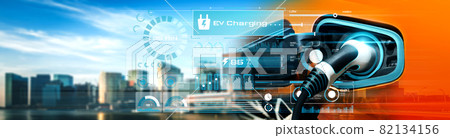EV charging station for electric car in concept of alternative green energy EV charging station for electric car in concept of alternative green energy 82134156