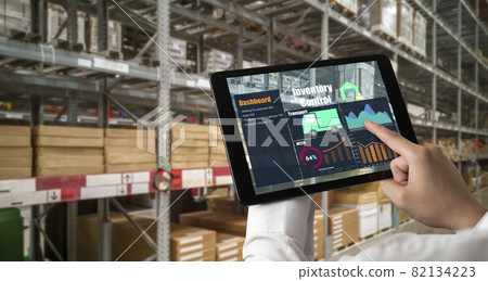 Warehouse management innovative software in computer for real time monitoring Warehouse management innovative software in computer for real time monitoring 82134223