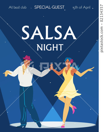 Poster or banner for salsa night in dance club, flat vector illustration. Poster or banner for salsa night in dance club, flat vector illustration. 82134357