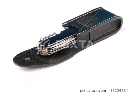 Black swiss army knife isolated on a white Black swiss army knife isolated on a white 82134884