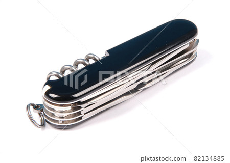 Black swiss army knife isolated on a white Black swiss army knife isolated on a white 82134885