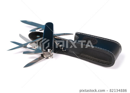 Black swiss army knife isolated on a white Black swiss army knife isolated on a white 82134886