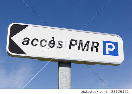 Access person with reduced mobility signpost in France 82136181