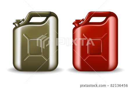 Green canister of engine oil or petroleum isolated on white. Container with fuel vector illustration in realistic style. Power and energy 82136456