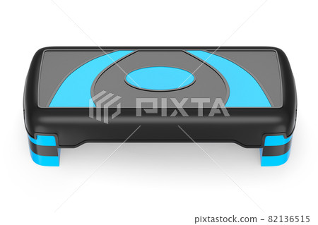 Stepper for fitness and blue step platform for aerobics isolated on white Stepper for fitness and blue step platform for aerobics isolated on white 82136515