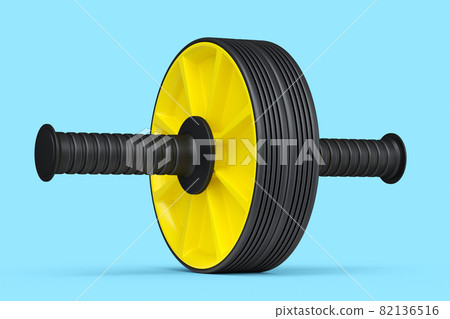 AB roller for abdominal muscles isolated on black background. AB roller for abdominal muscles isolated on black background. 82136516