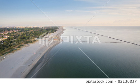 typical adriatic shore with sandy beach typical adriatic shore with sandy beach 82136837
