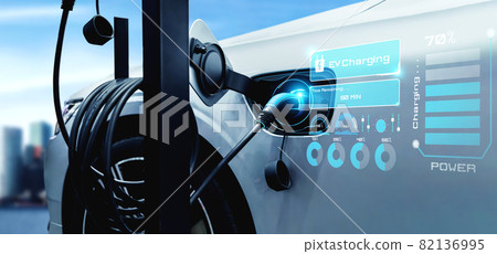 EV charging station for electric car in concept of alternative green energy EV charging station for electric car in concept of alternative green energy 82136995