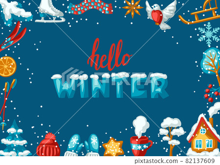 Fun Winter Frame Winter seasonal frame. Outdoor leisure and cute... - Stock Illustration ...