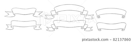 Vector illustration set of line art ribbon banners 82137860
