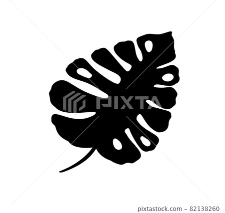Cute monstera leaf summer doodle icon logo cutout. Vector scandinavian design tropical element for your story text Cute monstera leaf summer doodle icon logo cutout. Vector scandinavian design tropical element for your story text 82138260