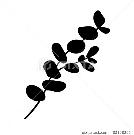 Silhouette Eucalyptus tree foliage natural leaves, branches designer art tropical elements hand drawn in scandinavian style. Vector decorative beautiful elegant illustration cutout 82138265