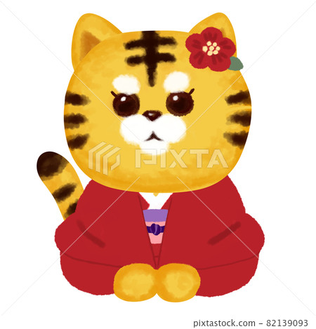 和服新年賀卡材料的母老虎 和服新年賀卡材料的母老虎 82139093