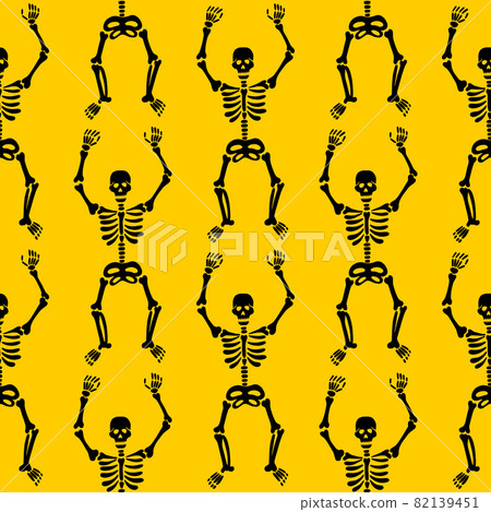 pattern of skeletons on a yellow background 82139451