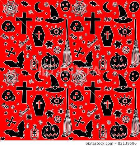 pattern of Halloween traditional spooky items pattern of Halloween traditional spooky items 82139596