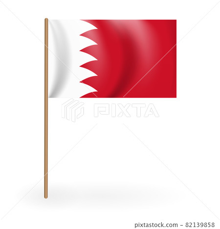 National Red and white flag of the Kingdom of Bahrain. Waving banner on a flagpole. Vector Illustration. EPS10 82139858