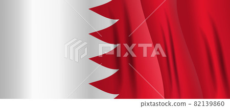 National Red and white flag of the Kingdom of Bahrain. Waving banner. Vector Illustration. EPS10 National Red and white flag of the Kingdom of Bahrain. Waving banner. Vector Illustration. EPS10 82139860