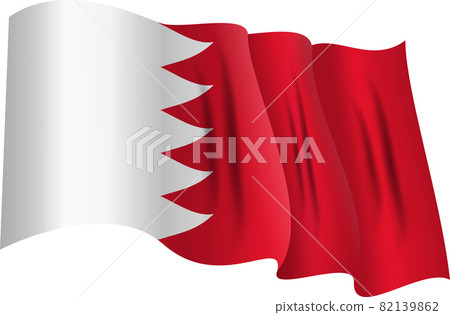 National Red and white flag of the Kingdom of Bahrain. Waving banner. Vector Illustration. EPS10 National Red and white flag of the Kingdom of Bahrain. Waving banner. Vector Illustration. EPS10 82139862