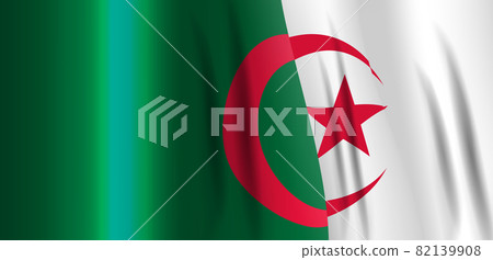 National White and red flag of Algerian People's Democratic Republic. Waving banner. Vector Illustration. EPS10 82139908