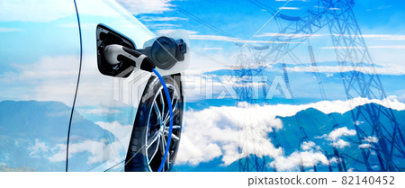 EV charging station for electric car in concept of green energy and eco power 82140452