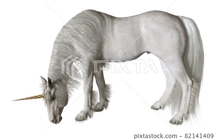 Fantasy unicorn isolated on white background 3d illustration 82141409