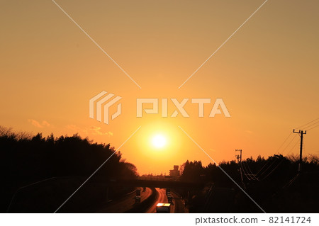 Higashi Kanto Expressway and sunset Higashi Kanto Expressway and sunset 82141724