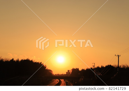 Higashi Kanto Expressway and sunset Higashi Kanto Expressway and sunset 82141729