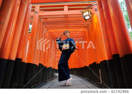 Kimono girls taken at Fushimi Inari Taisha Shrine Kimono girls taken at Fushimi Inari Taisha Shrine 82142966