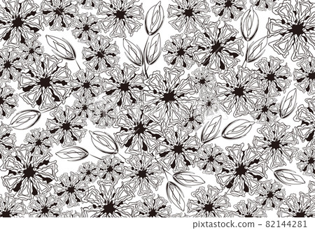 Botanical flower background material line drawing Botanical flower background material line drawing 82144281