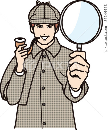Detective holding a magnifying glass Detective holding a magnifying glass 82144438
