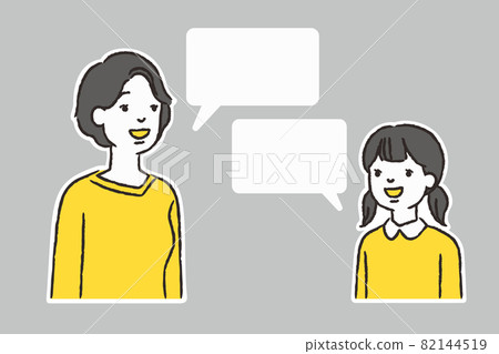 母女面帶微笑交談的插圖 82144519