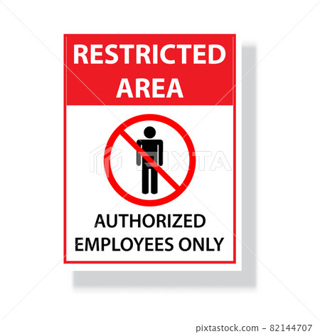 Restricted area authorized personnel only symbol No access, no entry, prohibition sign with man vector icon for graphic design, logo, web site, social media, mobile app, UI illustration Restricted area authorized personnel only symbol No access, no entry, prohibition sign with man vector icon for graphic design, logo, web site, social media, mobile app, UI illustration 82144707