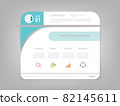 Infographic template on work sheet, blue flat design of business icon, there are words such as functions, profits, success, and teamwork. 82145611