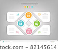 Infographic template of four parts on work sheet, flat design of business icon, there are words such as functions, profits, success, and teamwork. 82145614
