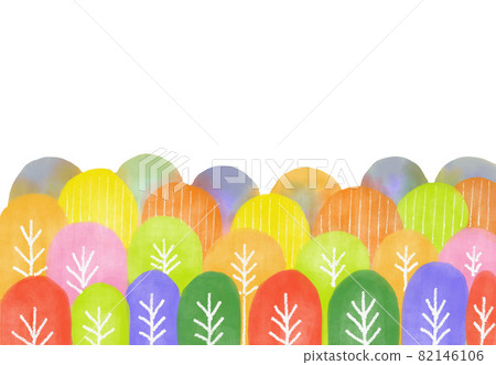 秋天的山樹與五顏六色的秋葉的插圖 82146106