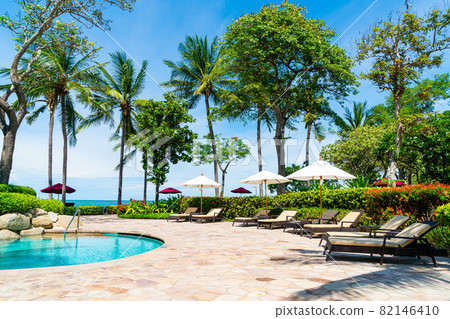 bed pool around swimming pool in hotel resort 82146410