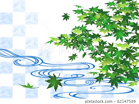 裝飾背景-藍色楓葉和自來水 82147589