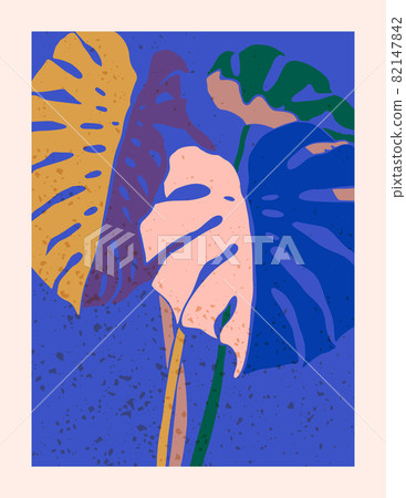 Art Abstract Monstera Leaves Collage in a Minimal Trendy Style. Houseplants Silhouette in a Contemporary Simple Style Art Abstract Monstera Leaves Collage in a Minimal Trendy Style. Houseplants Silhouette in a Contemporary Simple Style 82147842