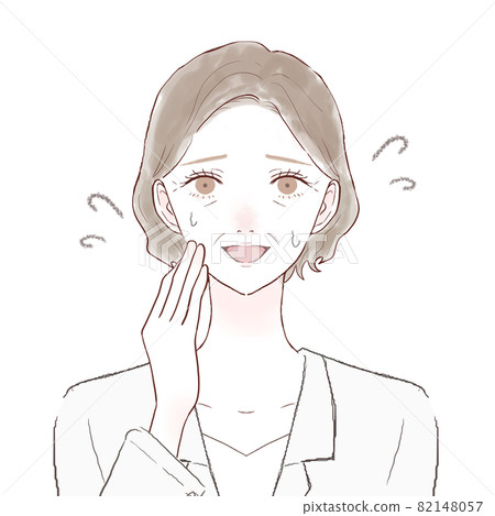 一位穿著實驗室外套的中年婦女帶著友好的笑聲 一位穿著實驗室外套的中年婦女帶著友好的笑聲 82148057