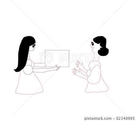 送禮物的女人和高興的女人 82148993