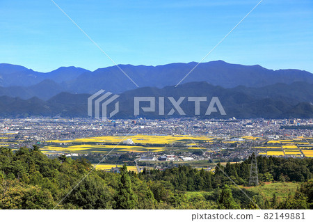 A bird's-eye view of the Yamagata Basin in autumn A bird's-eye view of the Yamagata Basin in autumn 82149881