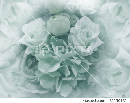Floral vintage turquoise background. Wallpapers of flowers light turquoise peony and roses. Flower composition. Close-up. Nature. Floral vintage turquoise background. Wallpapers of flowers light turquoise peony and roses. Flower composition. Close-up. Nature. 82150181
