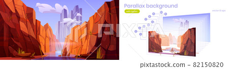 Parallax background Grand Canyon with river, 2d 82150820